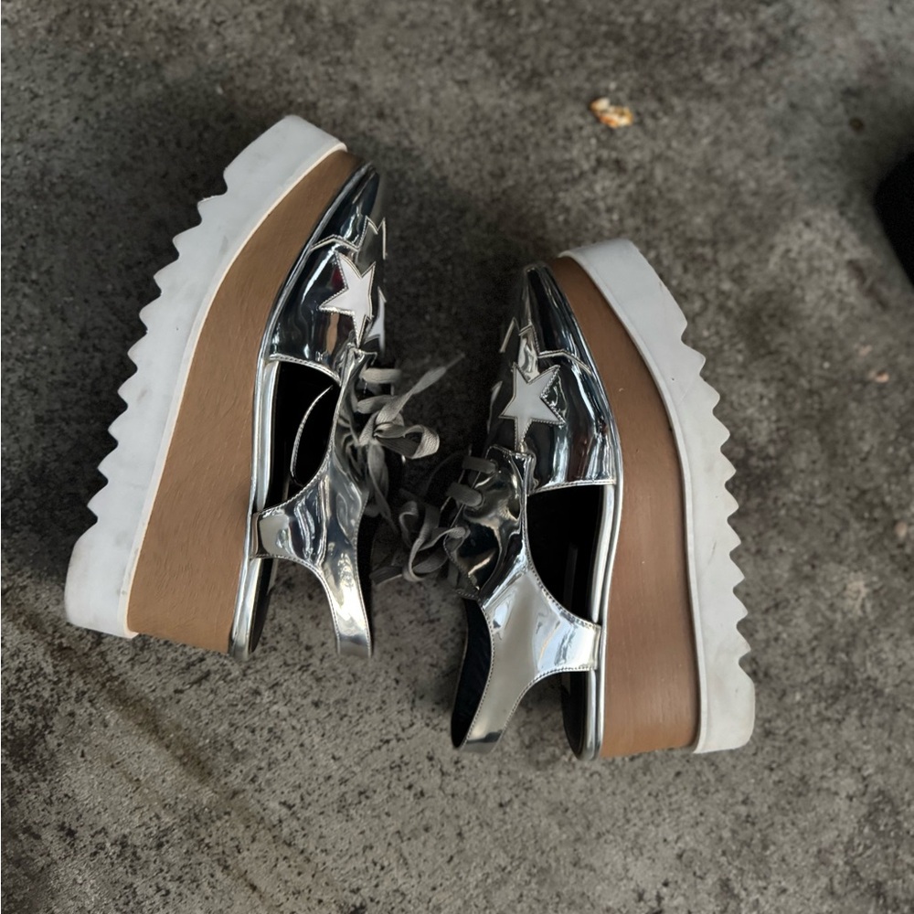 Silver Platform Wedge Sandals - image 1